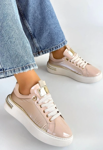 Hley Bej Rugan Paraşüt Detaylı Bağcıklı Spor Ayakkabı - Resim 2