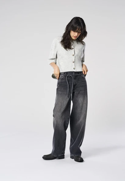 ONLY Bayan Bol Kesim Kot Pantolon 15347094 - Resim 2