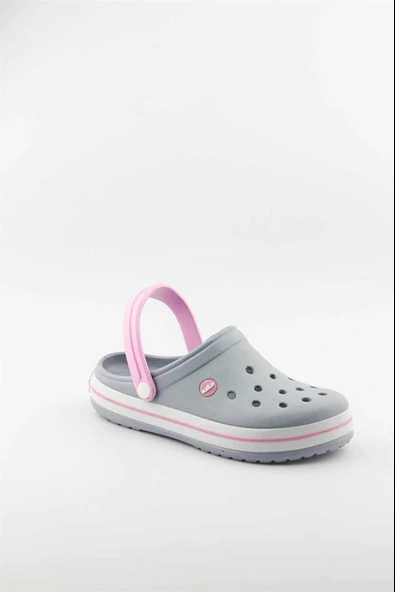 Akınal Bella Unisex Sabo Terlik Hastane Terliği Buz Gri-Pembe - Resim 4