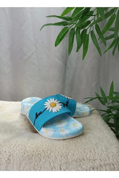 Gezer Papatya Detaylı Kaymaz Taban Kadın Terliği 13329 - Resim 4