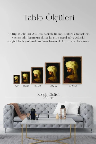 Fatih Sultan Mehmet Ahşap Çerçeveli Tablo 23 x 30 - Resim 5