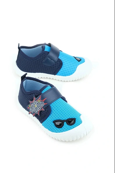 Gezer Yazlık Keten Erkek Çocuk Ayarlanabilir Ayakkabı Lacivert ürün görseli 1
