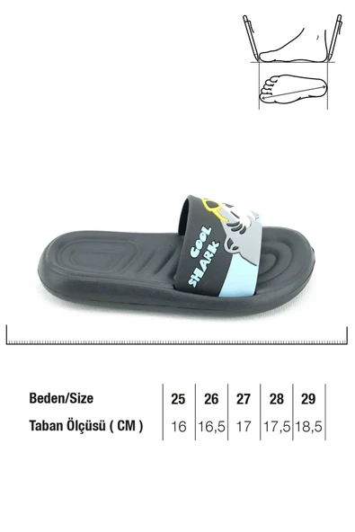 Gezer Erkek Çocuk Terlik Köpek Balık Siyah 15537 - Resim 5