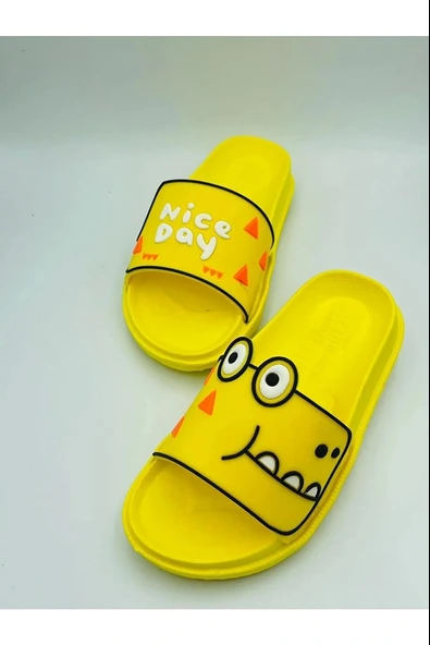 Gezer Dinozor Desenli Çocuk Terlik Nice Day Sarı ürün görseli 1