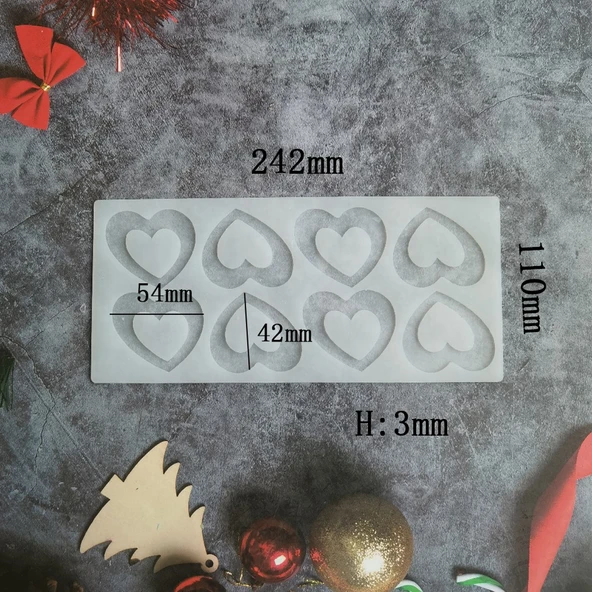 Silikon Kalp Desenli Çikolata ve Şeker Kalıbı 8 Li - Resim 5