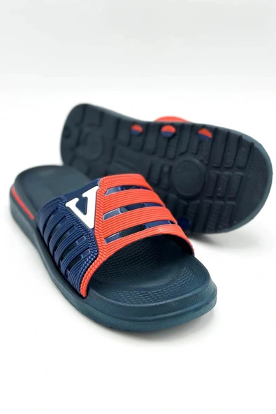 Gezer Eva Yazlık Erkek Kaydırmaz Taban Terlik Lacivert-Kırmızı - Resim 3
