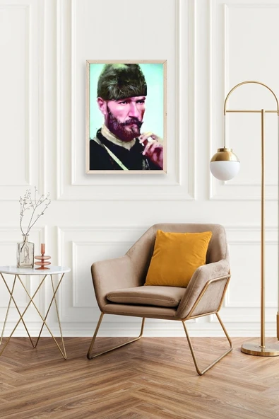 Atatürk Ahşap Çerçeveli Tablo 30 x 42 - Resim 2