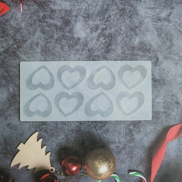 Silikon Kalp Desenli Çikolata ve Şeker Kalıbı 8 Li - Resim 6