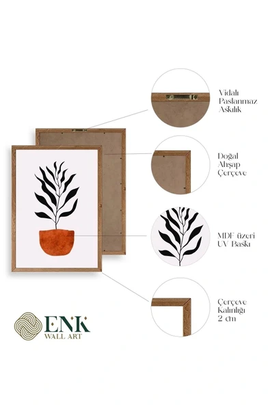 Saksı Ahşap Çerçeveli Tablo 30 x 42 - Resim 4
