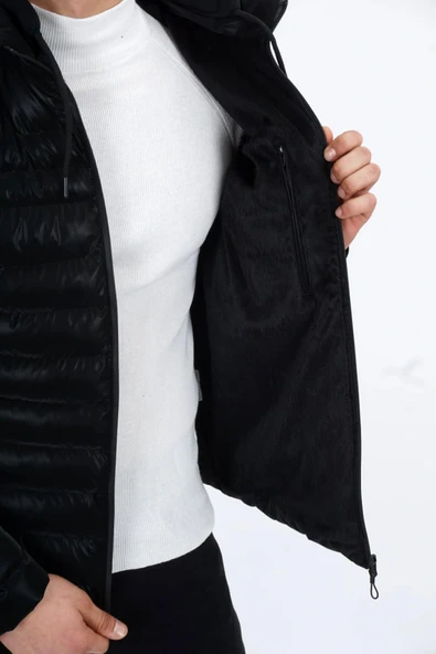 Dynamo Erkek Kapüşonlu Şişme Süet Slim-fit Mont - Resim 2