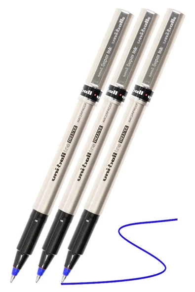Mavi Pilot Kalem UB-177 Fine Deluxe 3 Adet Uniball Pilot Kalem 0.5 mm Roller Uçlu Pilot Kalem İnce Uçlu Likit Mürekkepli ürün görseli 1