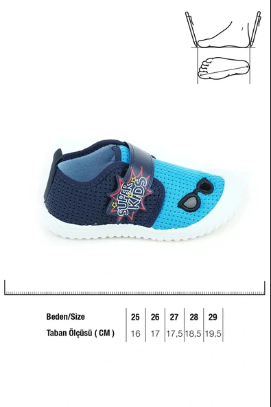 Gezer Yazlık Keten Erkek Çocuk Ayarlanabilir Ayakkabı Lacivert - Resim 5