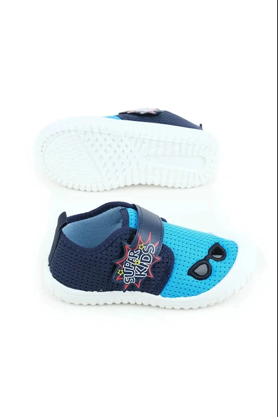Gezer Yazlık Keten Erkek Çocuk Ayarlanabilir Ayakkabı Lacivert - Resim 3
