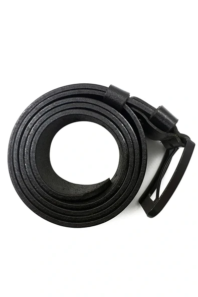 Lugmo %100 Tek Kat Deri Hakiki Manda Derisi Erkek Kot Kemeri Siyah - Resim 4