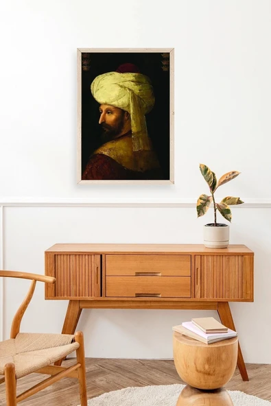Fatih Sultan Mehmet Ahşap Çerçeveli Tablo 30 x 42 - Resim 3