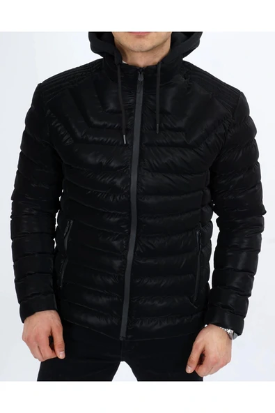 Dynamo Erkek Kapüşonlu Şişme Süet Slim-fit Mont ürün görseli 1