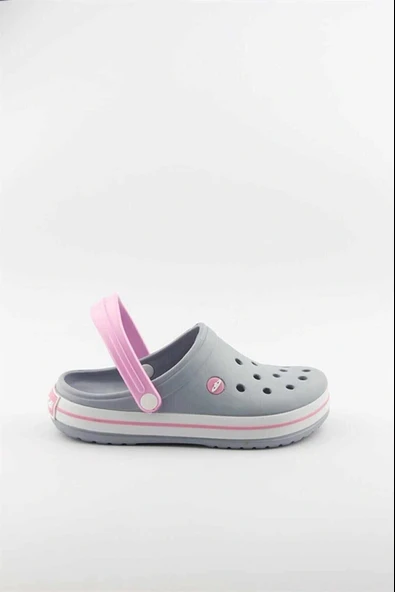 Akınal Bella Unisex Sabo Terlik Hastane Terliği Buz Gri-Pembe - Resim 2