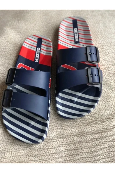 Gezer Erkek Ev Balkon Banyo Havuz Plaj Rahat Taban Terlik Lacivert - Resim 2