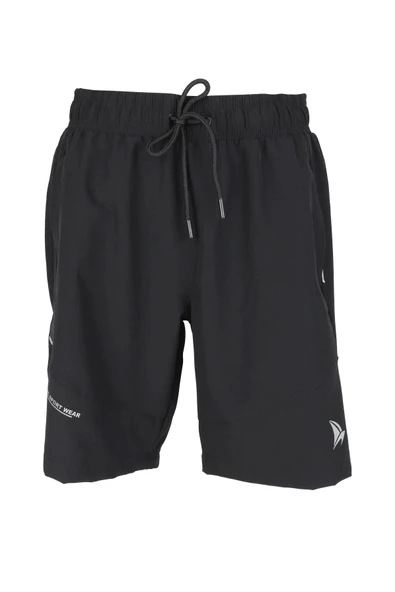 Erkek Deniz Şortu 2 Adet Fermuar Cepli Pamuklu Su Yitici Astarlı Siyah BS-229 ürün görseli 1