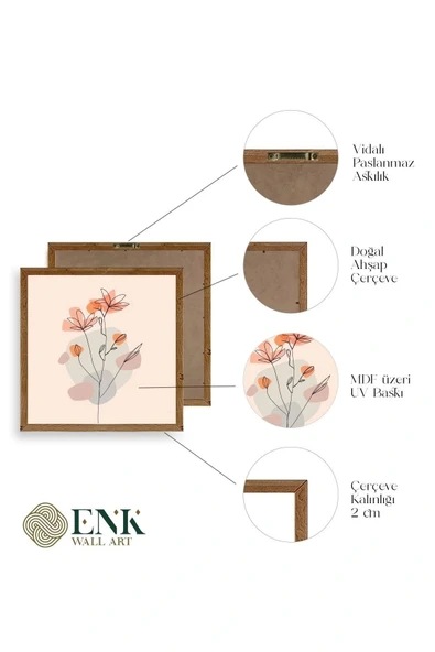 Çiçek Ahşap Çerçeveli Tablo 23 x 23 - Resim 2