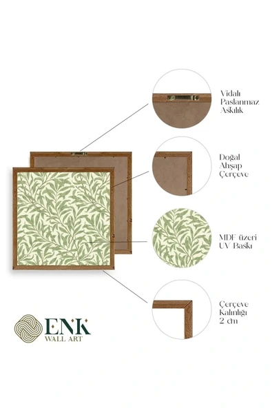 Yapraklar Ahşap Çerçeveli Tablo 42 x 42 - Resim 4