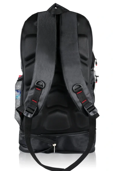 Deprem Çantası Körüklü Reflektörlü 65 Litre Siyah Kırmızı - Resim 6