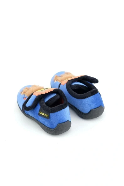 Gezer Erkek Çocuk Aslan Figürlü Kışlık Yumuşacık Ev Pandufu Cırtlı Mavi - Resim 4