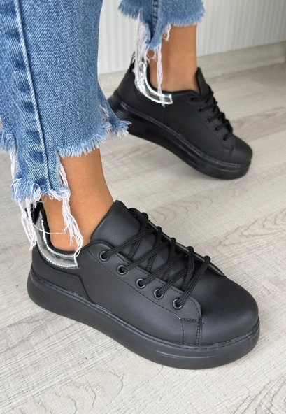 Sofio Siyah Cilt Bağcıklı Spor Ayakkabı ürün görseli 1