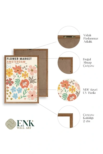 Çiçek Pazarı Ahşap Çerçeveli Tablo 50 x 70 - Resim 4