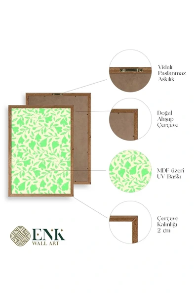 Yapraklar Ahşap Çerçeveli Tablo 50 x 70 - Resim 4