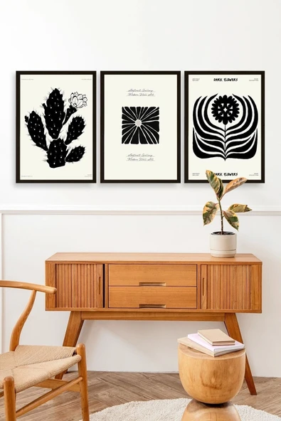 Modern Üçlü Ahşap Çerçeveli Tablo 23 x 30 - Resim 3