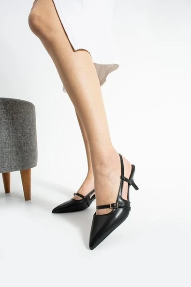 Darina Siyah Cilt Topuklu Ayakkabı ürün görseli 1