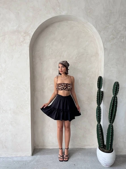 Çingene keten etek siyah s24808 - Resim 7