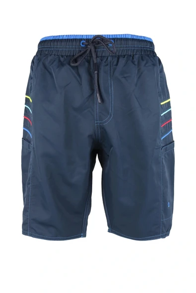 Erkek Deniz Şortu 2 Adet Fermuar Cepli Pamuklu Su Yitici Astarlı Lacivert K-195 ürün görseli 1