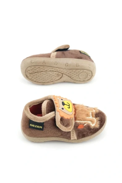 Gezer Erkek Çocuk Aslan Figürlü Kışlık Yumuşacık Ev Pandufu Cırtlı Kahve - Resim 2