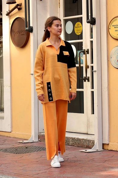 Kuş gözü triko takım Hardal ürün görseli 1