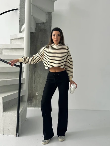 Fit comfort siyah salaş pantolon - Resim 10