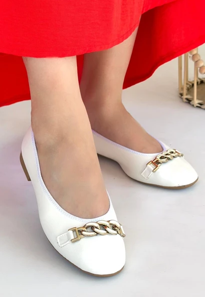 Cleo Beyaz Cilt Babet Ayakkabı ürün görseli 1