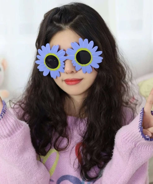 Mor Renk Şekilli Parti Gözlüğü 18x10 cm - Resim 2