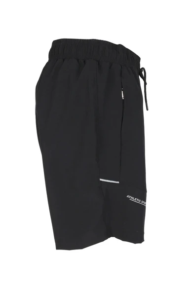 Erkek Deniz Şortu 2 Adet Fermuar Cepli Pamuklu Su Yitici Astarlı Siyah BS-229 - Resim 2