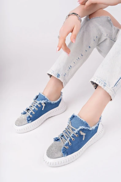 Enber Mavi Kot Bağcıklı Spor Ayakkabı - Resim 3