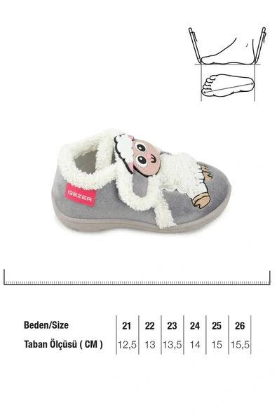 GezerKuzu Figürlü Kışlık Yumuşacık Ev Pandufu Gri - Resim 5