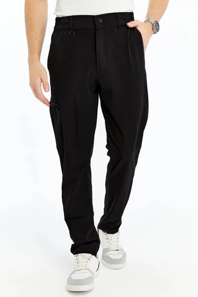 Erkek Lastikli Pantolon Paraşüt Kumaş Siyah - Resim 2