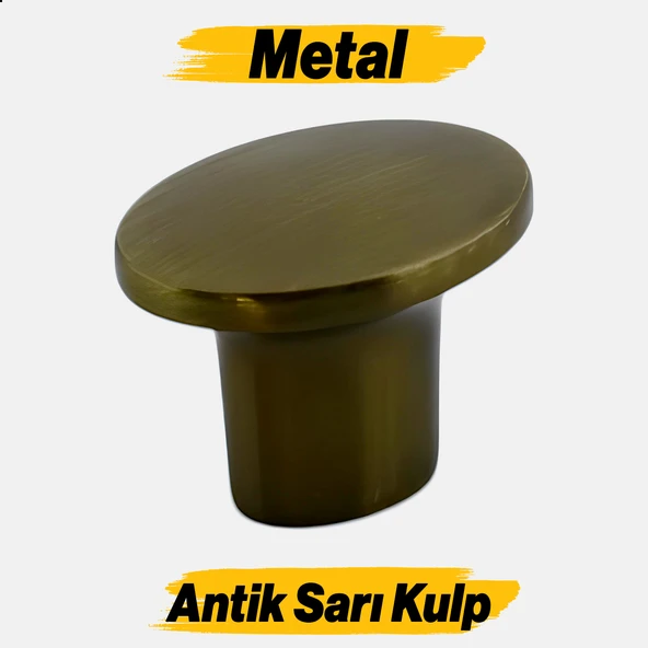 Çekmece Mutfak Mobilya Dolabı Dolap Kulpu Kulbu Metal Kulpları Antik Sarı Kulp Düğme Tek Vidalı - Resim 5