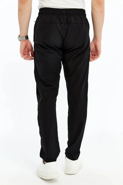 Erkek Eşofman Altı Fermuarlı Cep Paraşüt Kumaş Siyah - Resim 4