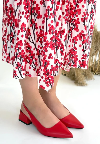 Morji Kırmızı Cilt Topuklu Ayakkabı - Resim 2