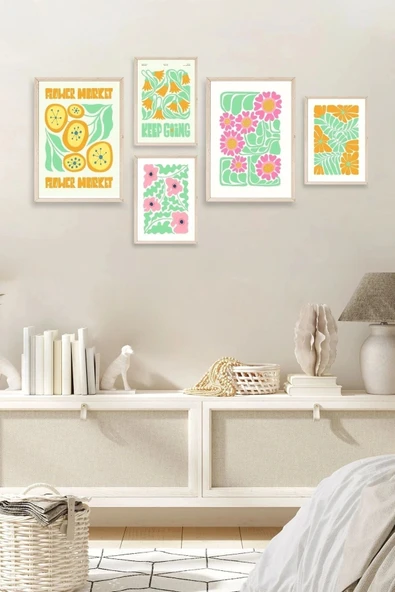 Flower Market 5'li Tablo 30 x 40 ürün görseli 1