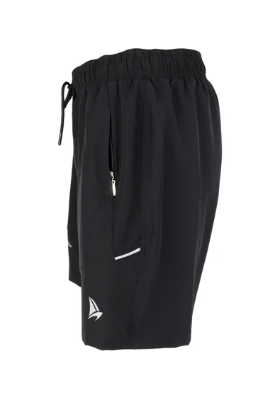 Erkek Deniz Şortu 2 Adet Fermuar Cepli Pamuklu Su Yitici Astarlı Siyah BS-229 - Resim 3