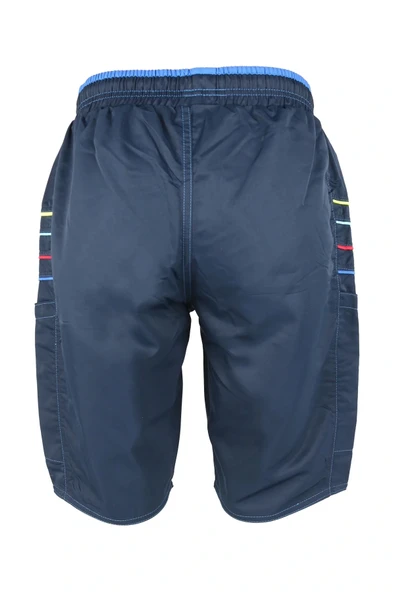Erkek Deniz Şortu 2 Adet Fermuar Cepli Pamuklu Su Yitici Astarlı Lacivert K-195 - Resim 3