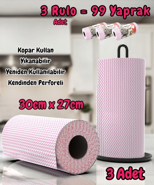 Technow Softtex 33 Yaprak Kopar Kullan Rulo Hassas Temizlik Bezi 27x30cm 5 Rulo Adet ürün görseli 1